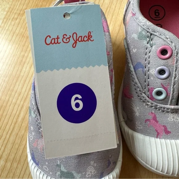 Cat & Jack Rory Unicorn Slip On Sneakers in Gray/Pink - Girls Size 6 NWT, Target - Picture 10 of 16